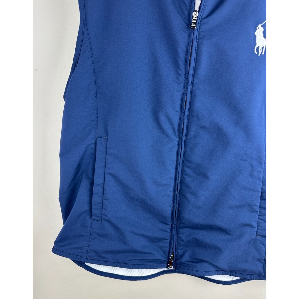Polo Golf Ralph Lauren Men's Large Vest Blue White Full Zip Y2K Golf Windbreaker - Picture 5 of 16
